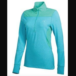Puma Golf Jacket Dry Cell‎ Green & Teal Golf 1/2 Zip, Size - Small